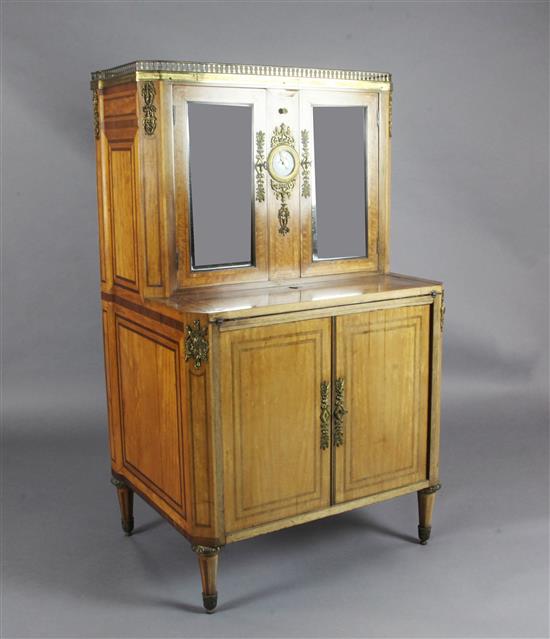 A Louis XVI ormolu mounted satinwood and rosewood writing cabinet, by Godefroy Dester, W.2ft 8in. D.2ft H.4ft 6in.